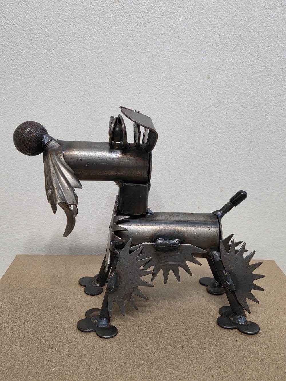 Yard Birds Metal Dog Sculpture - Industrial Silver Home Accent - Picture 3 of 10